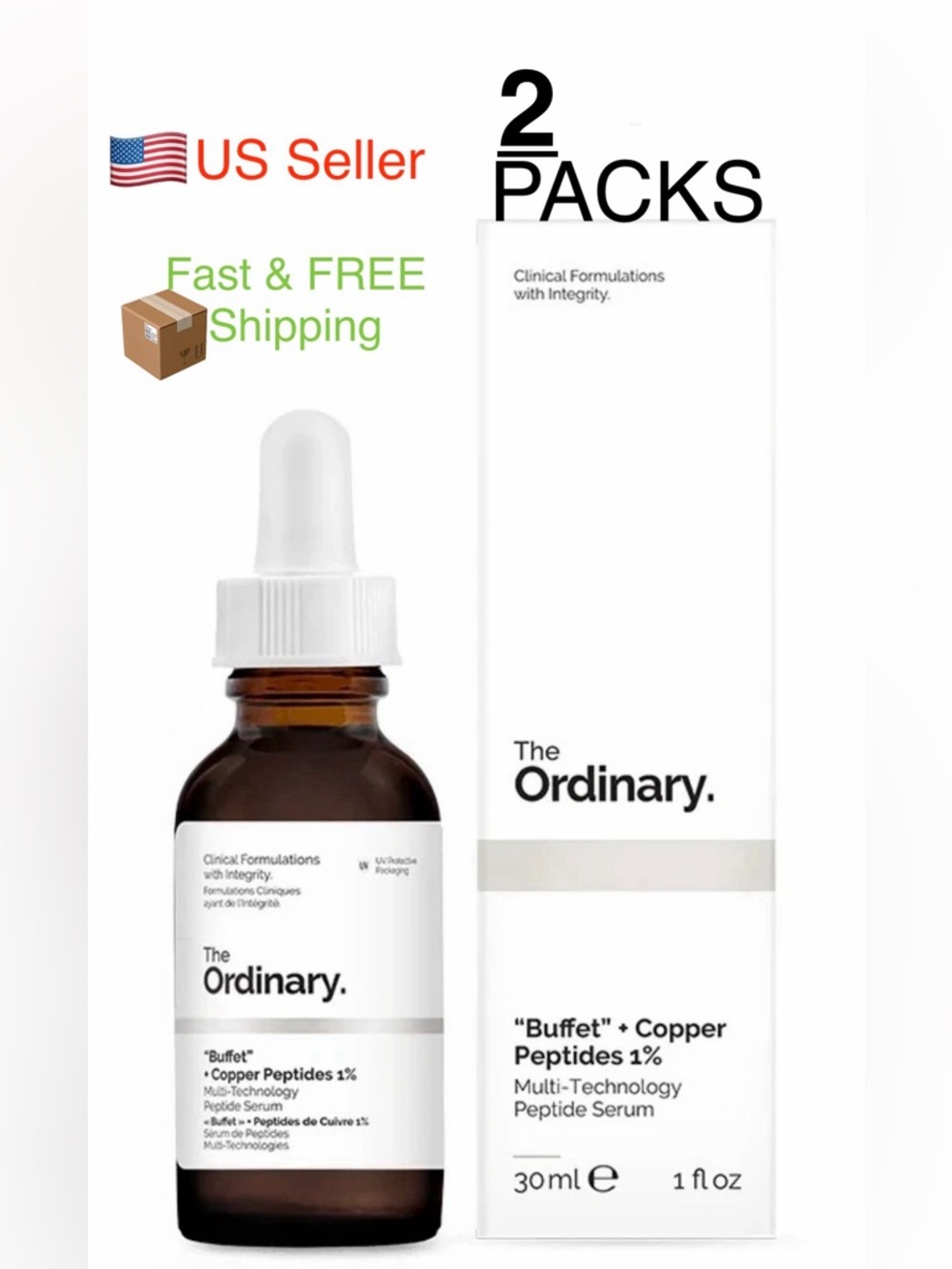 ‼️SALE‼️NEW 2 X Bottle NEW Buffet + Copper Peptides 1% Multi Peptide Serum